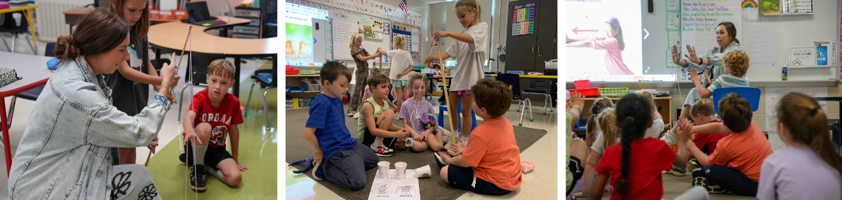 three photos of Mrs. Taylor's lesson